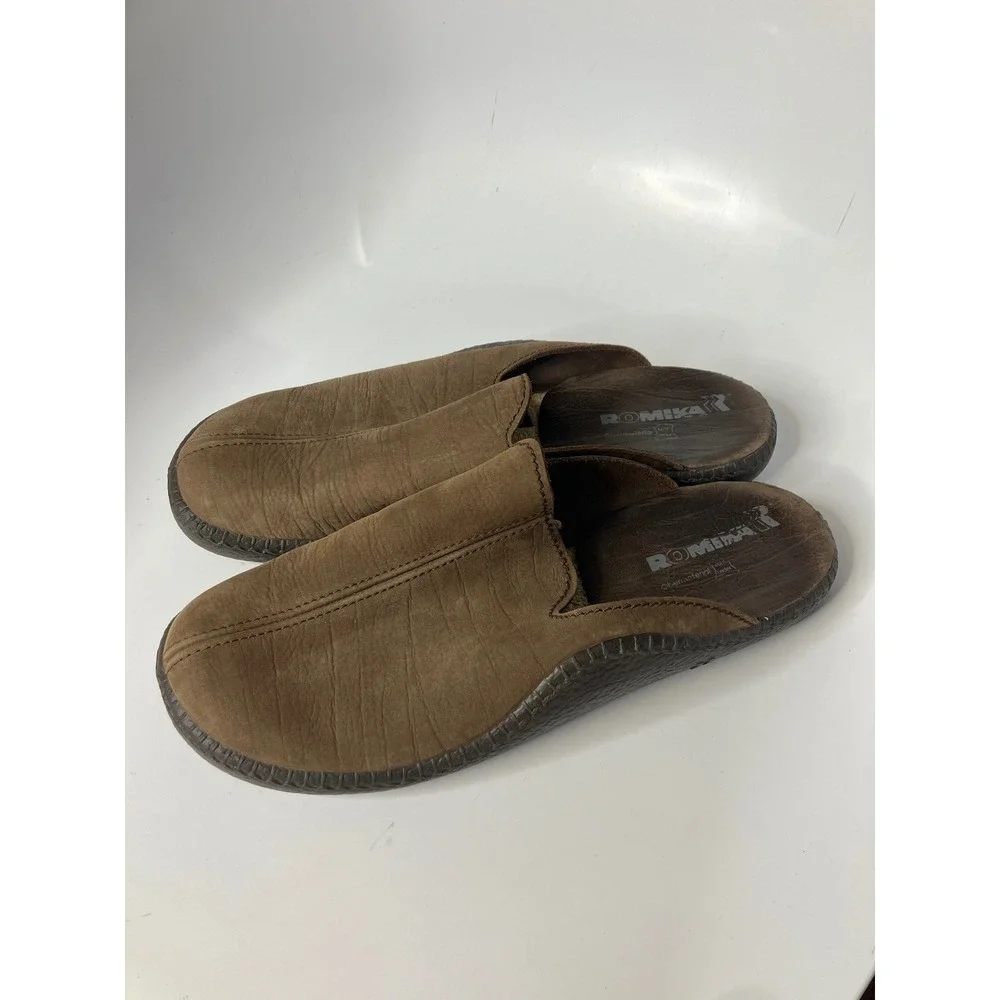 Romika Leather Clogs Mens 46 Brown Good Slip On Mules Comfort Shoes